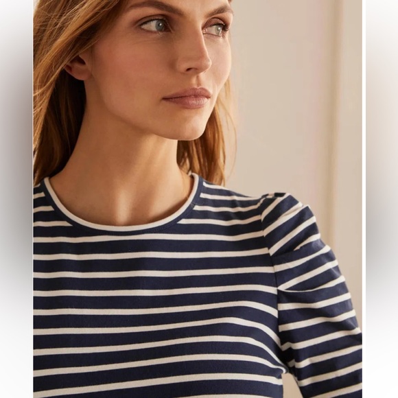 Boden Imogen Breton Stripe Long Sleeve Cotton Dress Sz 6 Navy White Preppy NWOT - Picture 3 of 15